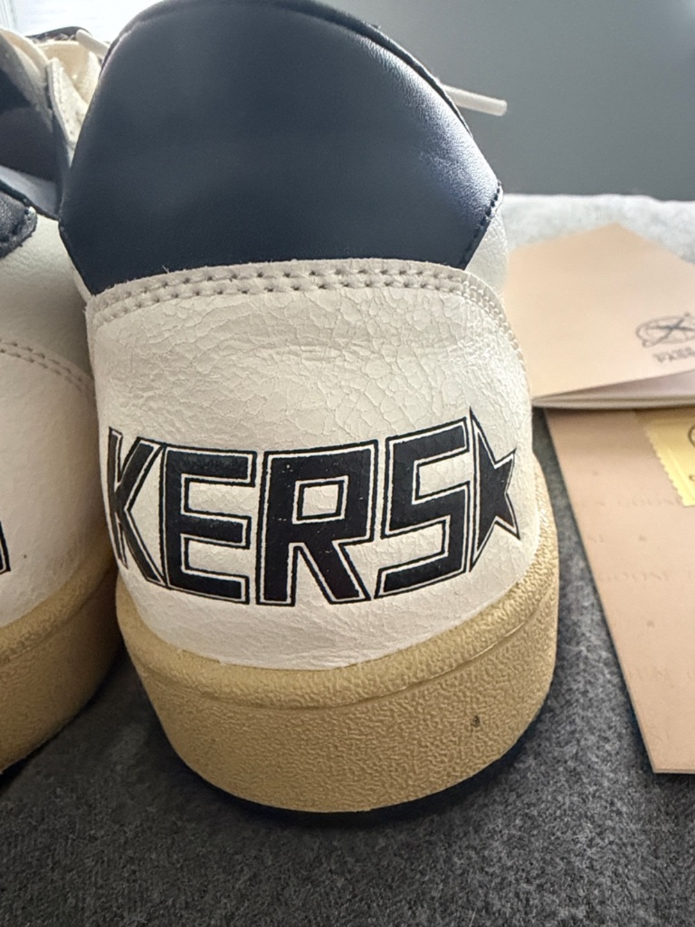 Golden Goose White Leather Sneakers with Black Star - Picture 7 of 9